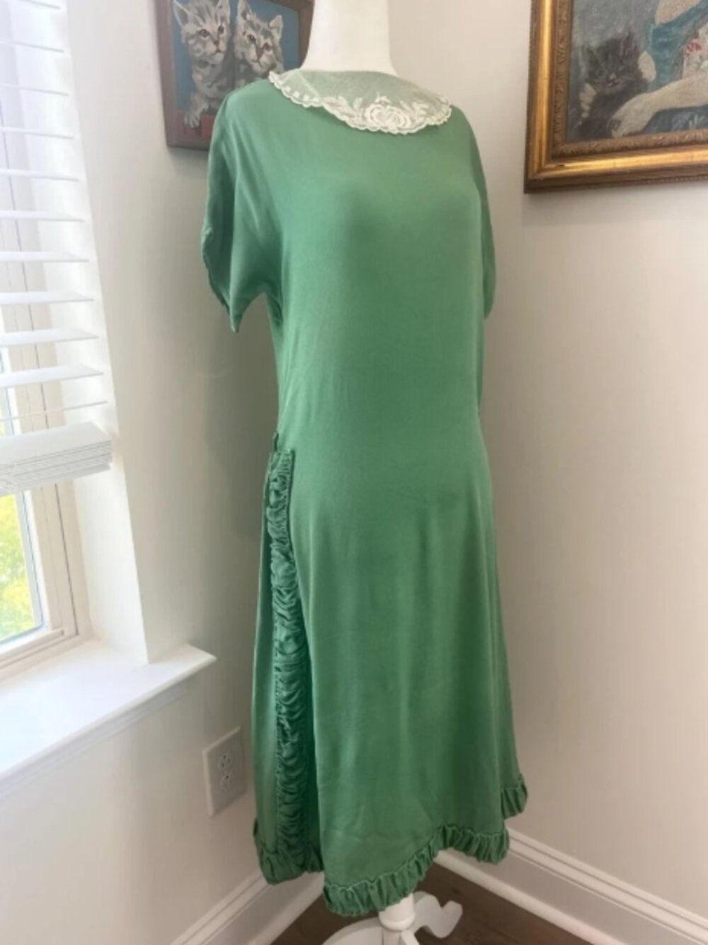 ✨ Stunning 1920s Seafoam Green Silk Dress ✨